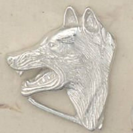Picture of Sterling Silver Machine Cast, Side View Wolf Head, 28x30mm