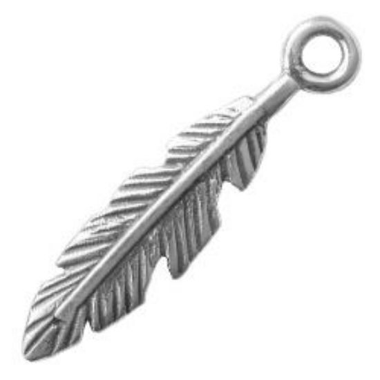 Picture of Sterling Silver Machine Cast Double Sided Feather 19mm JBB Finding