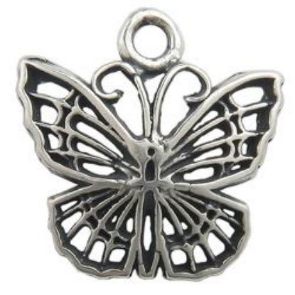 Picture of Sterling Silver Machine Cast Butterfly Charm 10.5x10mm