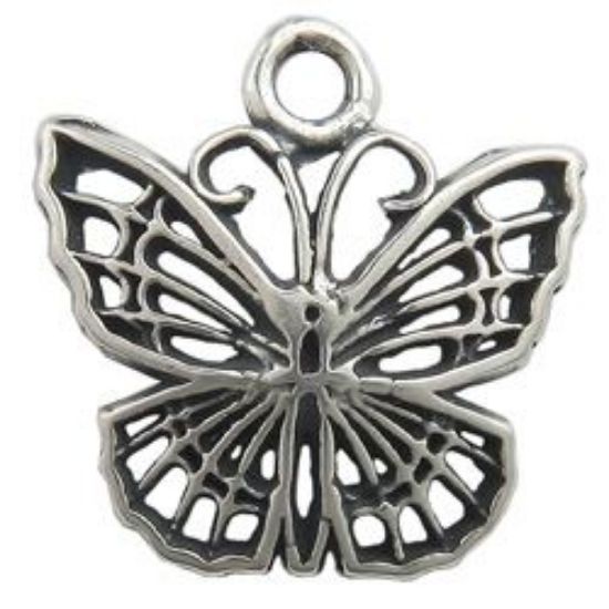 Picture of Sterling Silver Machine Cast Butterfly Charm 10.5x10mm