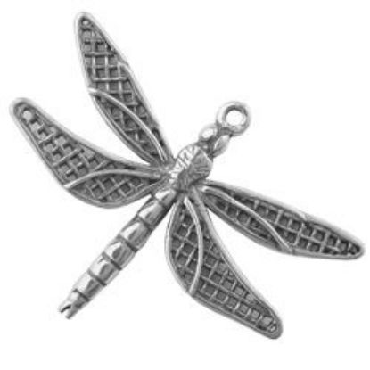 Picture of Sterling Silver Machine Cast Extra Large Dragonfly Charm 26x35mm. JBB Finding