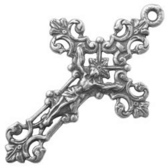 Picture of Sterling Silver Fancy Crucifix Machine Cast 37.5x23.5mm