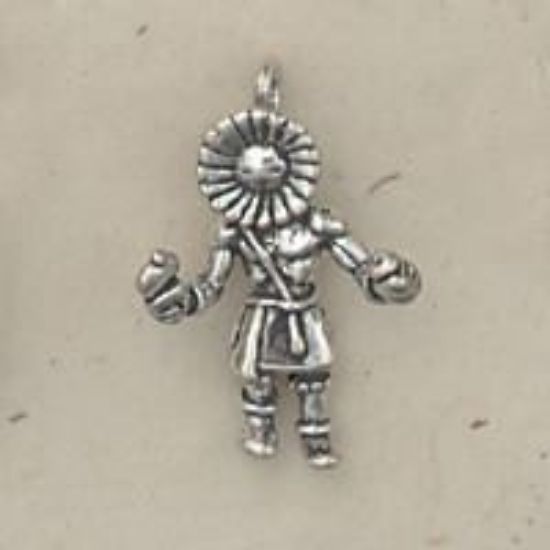 Picture of Machine Cast Sterling Silver 3D Sundancer Kachina with Loop, 15x18mm