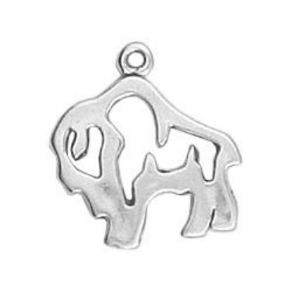 Picture of Sterling Silver Buffalo Outline Charm with Jumpring, 20x19mm