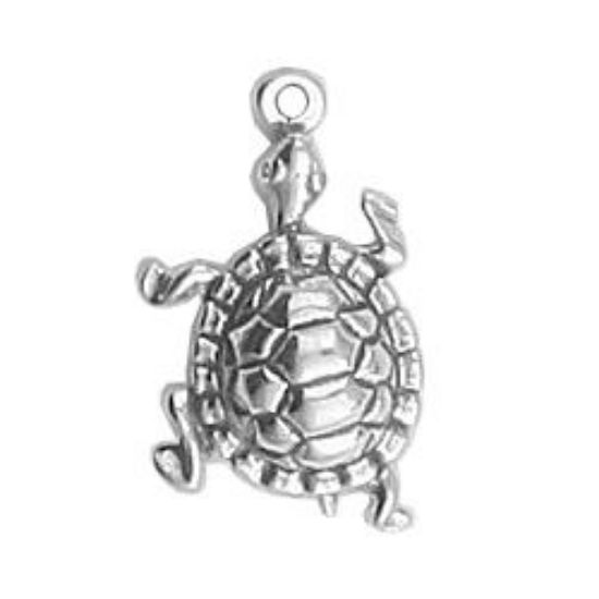 Picture of Sterling Silver 3 Dimensional Turtle Charm 20x13mm