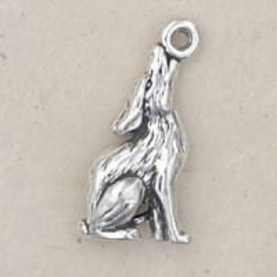 Picture of Sterling Silver 3 Dimensional Howling Coyote Charm 20x10mm