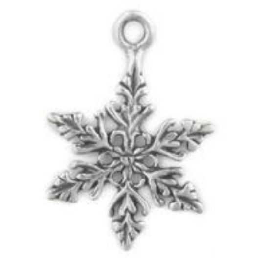Picture of Sterling Silver Snowflake 6 Point Charm 19x13mm