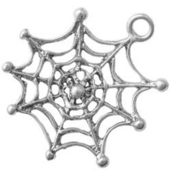Picture of Sterling Silver Spiderweb Charm  22mm