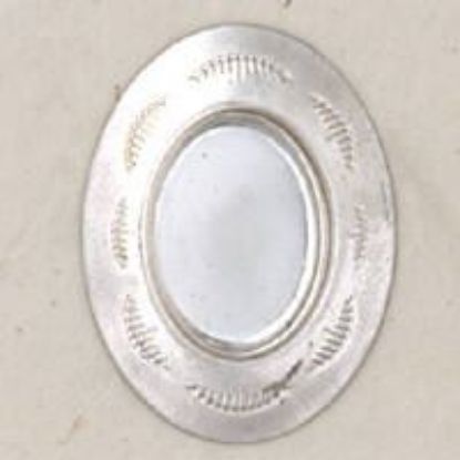 Picture of Sterling Silver Oval Stamped Disc With Bezel Cup 10mm x 14mm