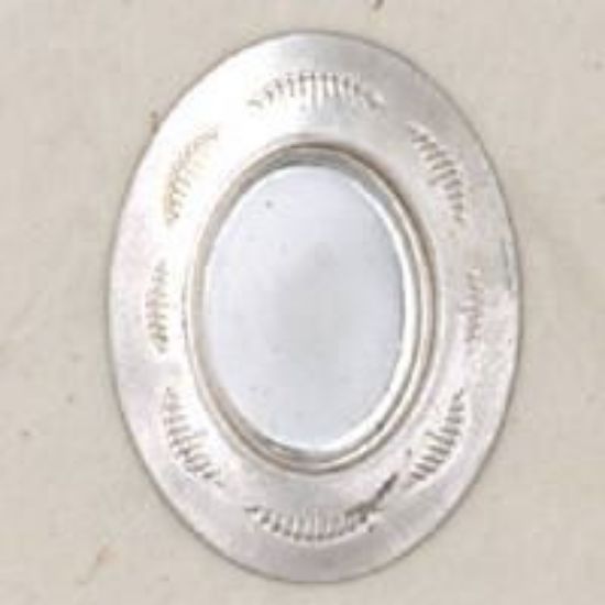 Picture of Sterling Silver Oval Stamped Disc With Bezel Cup 10mm x 14mm