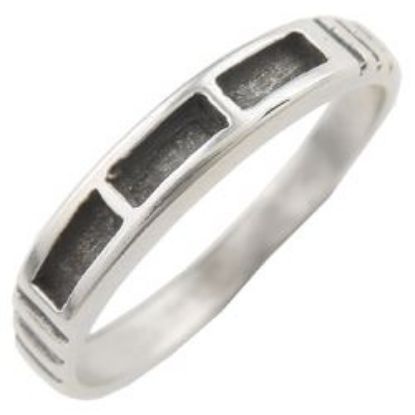 Picture of Sterling Silver Machine Cast 3 Inlay Ring, 1.5x4mm sections.