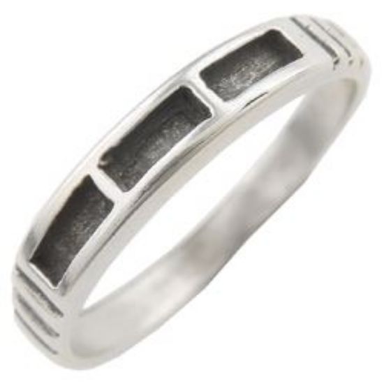 Picture of Sterling Silver Machine Cast 3 Inlay Ring, 1.5x4mm sections.