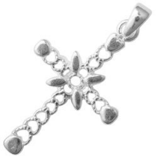 Picture of Sterling Silver Hearts Cross Machine Cast 18x30mm