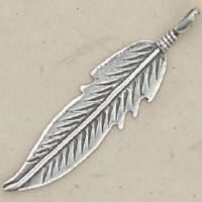 Picture of Sterling Silver Left Feather Machine Cast #5 Large 38x9mm
