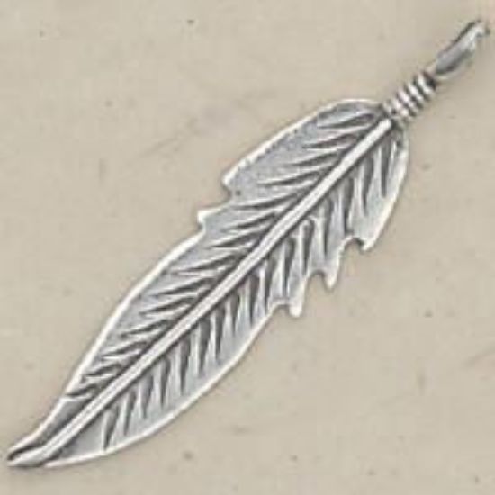 Picture of Sterling Silver Left Feather Machine Cast #5 Large 38x9mm