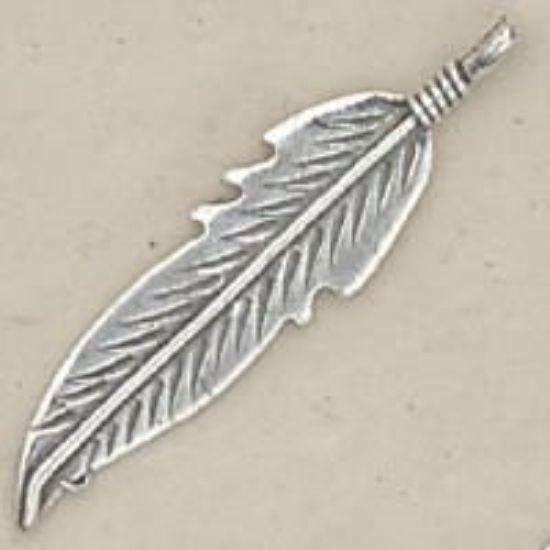 Picture of Sterling Silver Right Feather Machine Cast #5 Large 38x9mm
