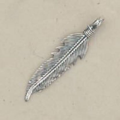 Picture of Sterling Silver Machine Cast Large Double Sided Feather 28x6.5mm