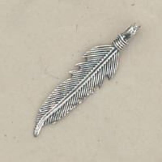 Picture of Sterling Silver Machine Cast Large Double Sided Feather 28x6.5mm