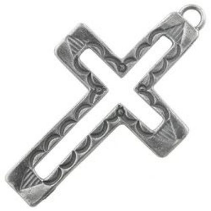 Picture of Sterling Silver Machine Cast Cutout Stamped Loop Cross