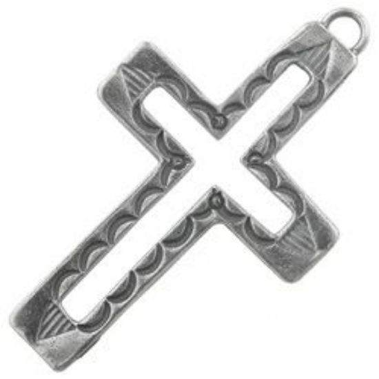 Picture of Sterling Silver Machine Cast Cutout Stamped Loop Cross