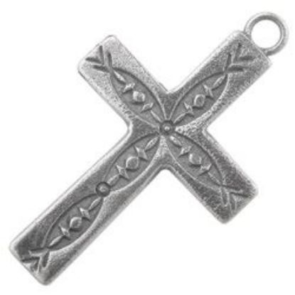Picture of Sterling Silver Machine Cast Ichthus Stamped Loop Cross