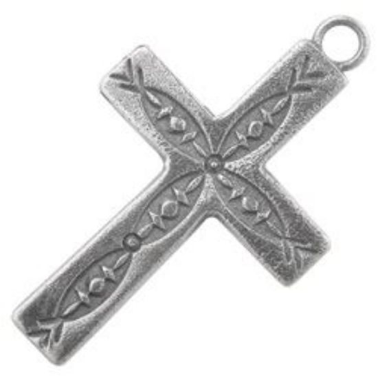 Picture of Sterling Silver Machine Cast Ichthus Stamped Loop Cross