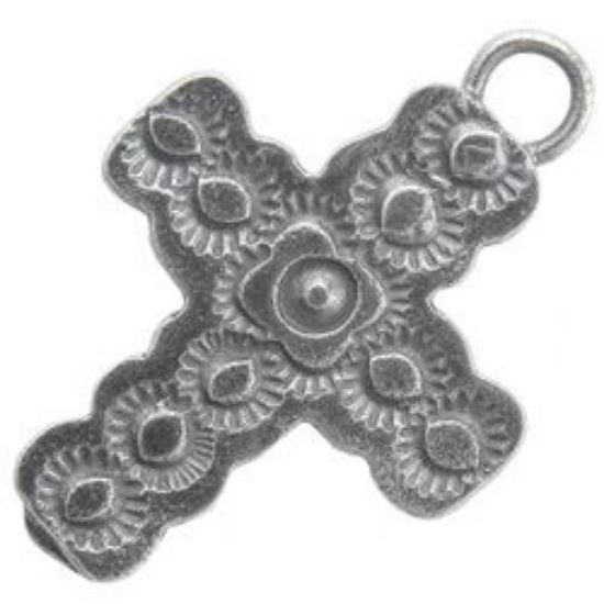 Picture of Sterling Silver Machine Cast Circle Stamp Loop Cross