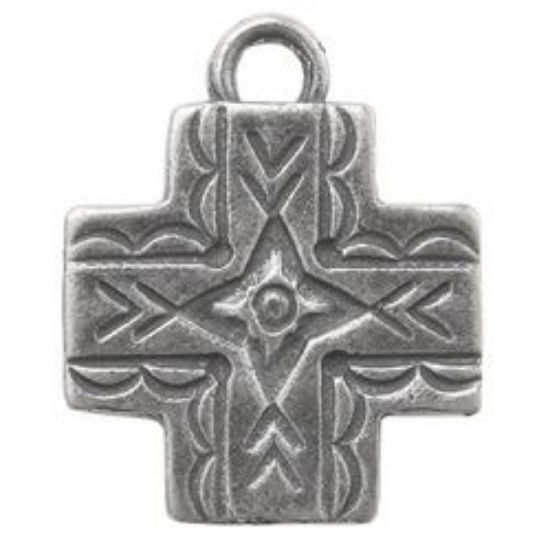 Picture of Sterling Silver Machine Cast Small Santa Fe Loop Cross 15x18mm