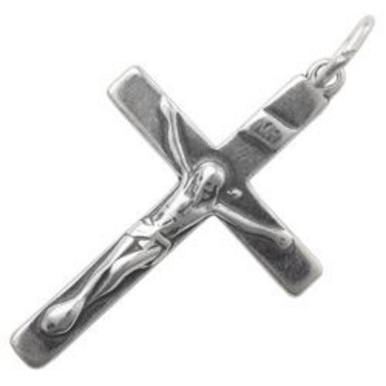 Picture of Sterling Silver Crucifix Charm Large Plain Machine Cast 40x20mm