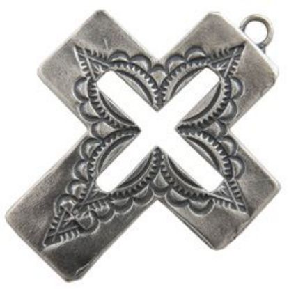 Picture of Sterling Silver Machine Cast Cut Out Stamped Loop Cross, 33x41mm