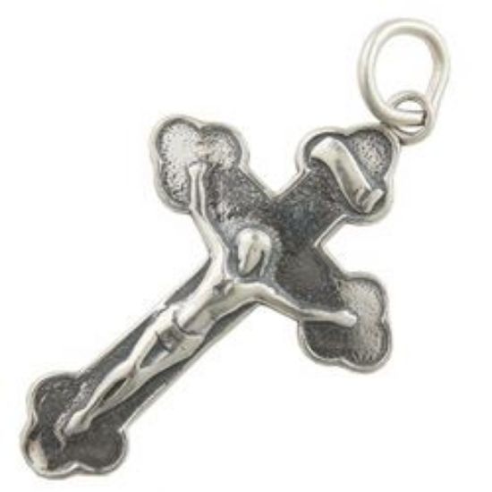 Picture of Sterling Silver Crucifix Charm Machine Cast Large 37x20mm