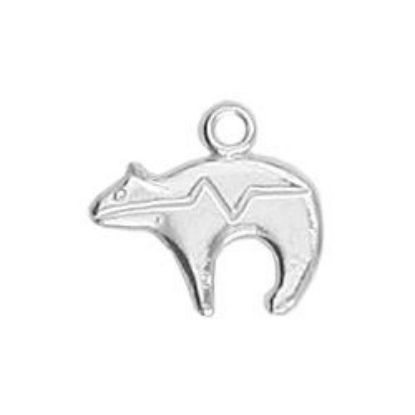 Picture of Sterling Silver Looped Bear Heartline Machine Cast Charm 14x15.5mm