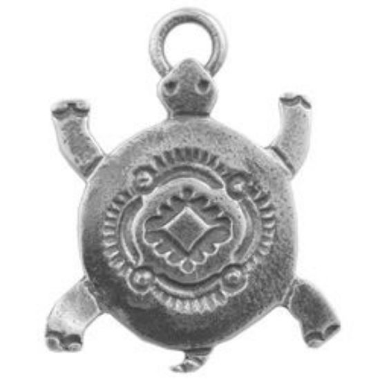Picture of Sterling Silver Looped Turtle Charm Machine Cast 23x18.5mm