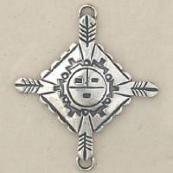 Picture of Sterling Silver Sun Face Charm with Loop Machine Cast 31x37mm