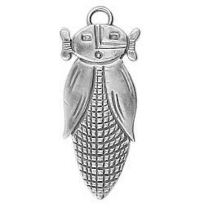 Picture of Sterling Silver Right Corn Maiden Charm With Loop Machine Cast 37.5x15.5mm
