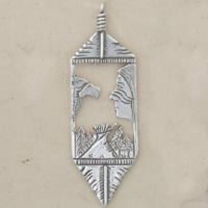 Picture of Sterling Silver Machine Cast Looped Eagle/Brave Pendant 20x62mm