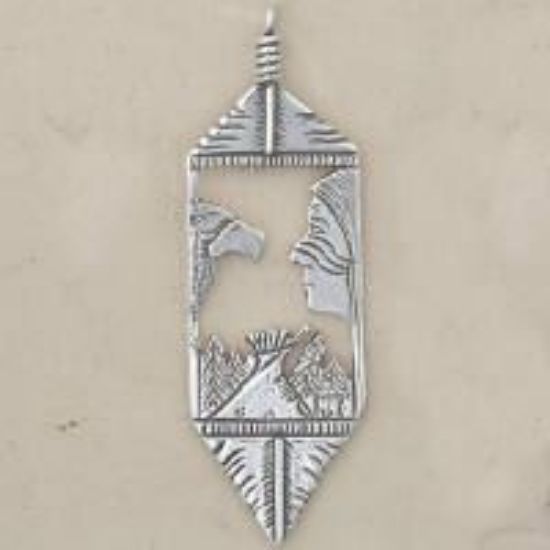 Picture of Sterling Silver Machine Cast Looped Eagle/Brave Pendant 20x62mm