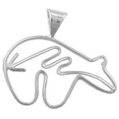Picture of Sterling Silver Machine Cast Bear Heartline Pendant, 29x33.5mm