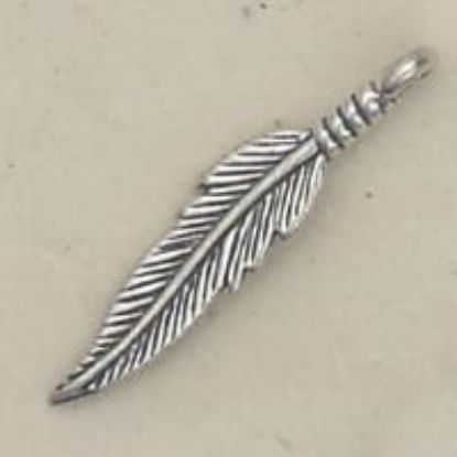 Picture of Sterling Silver Looped Double Sided Feather #2 Machine Cast 33x6.5mm