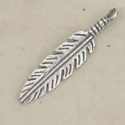 Picture of Sterling Silver Loop Single Sided Feather #8 Machine Cast 28.5x6.5mm