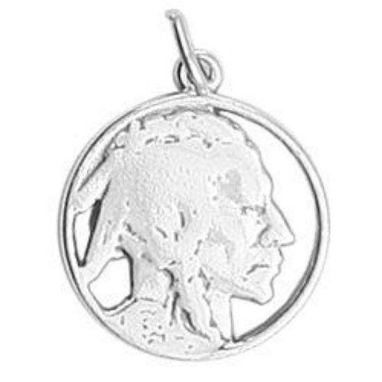 Picture of Sterling Silver Loop Nickel Indian Head Charm Machine Cast