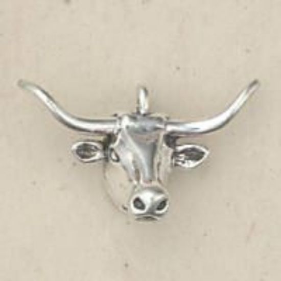 Picture of Sterling Silver Machine Cast Loop Longhorn Head Charm 13x21mm
