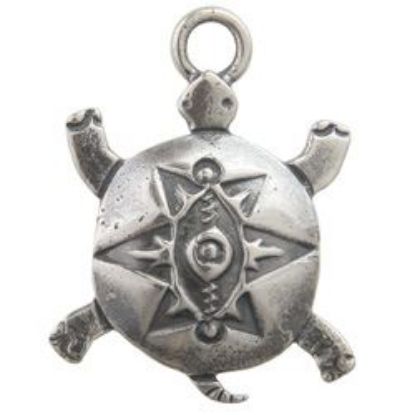 Picture of Sterling Silver Machine Cast Turtle Charm with Loop, 17x24mm