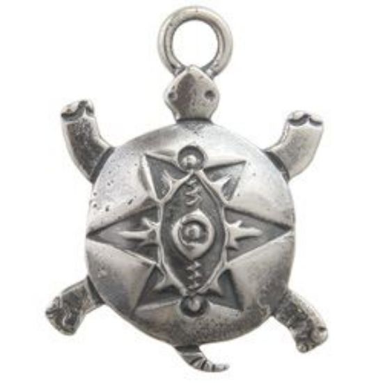 Picture of Sterling Silver Machine Cast Turtle Charm with Loop, 17x24mm