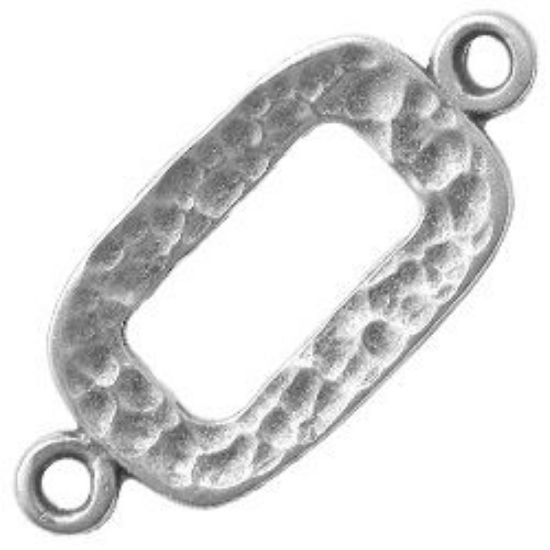 Picture of Sterling Silver Rectangle Hammered Link 17mm