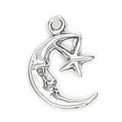 Picture of Sterling Silver Moon with Star Charm 12mm
