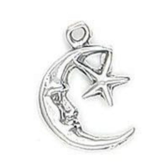 Picture of Sterling Silver Moon with Star Charm 12mm