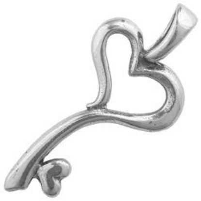 Picture of Sterling Silver Large Heart Key, 12x25mm includes jumpring, JBB Finding