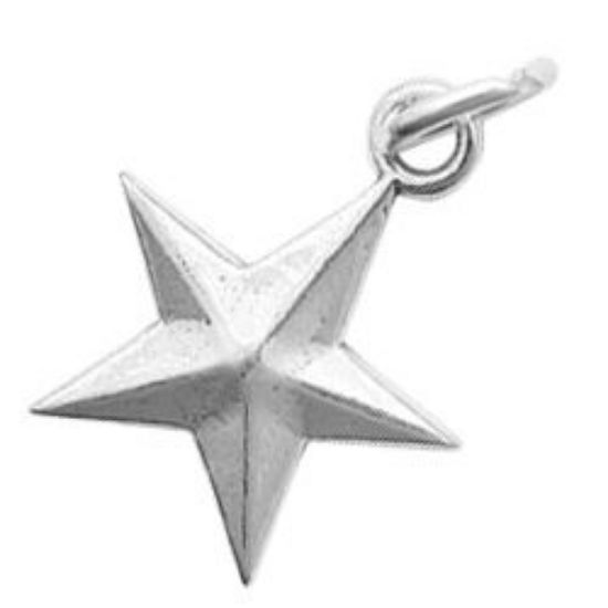 Picture of Sterling Silver Nautical Star Charm, 14mm, Includes Jumpring