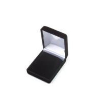 Picture of Black Flock Velour Pendant/Earring Jewelry Box, 3-3/8" W  x 1-1/8" H x 3" D, Sold individually, Imported